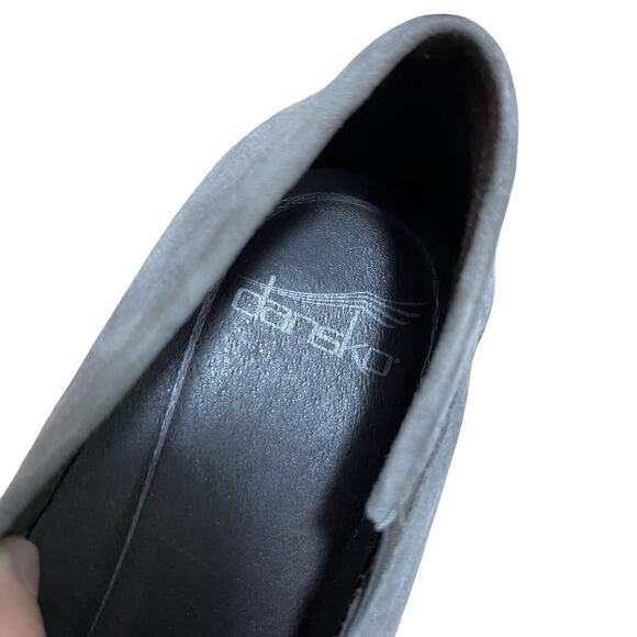 Dansko Suede Leather Wedge Slip on Closed Toe Shoes EU 38 US 8 Gray Clogs - Picture 8 of 10